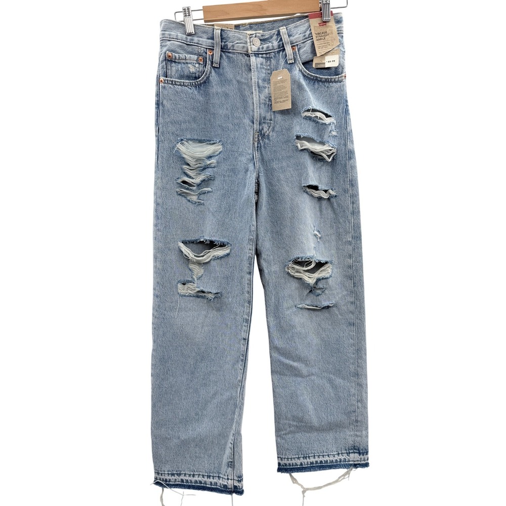 Levis NWT Ribcage Straight Ankle Jeans‎ Women's 28x27 High Rise Distressed